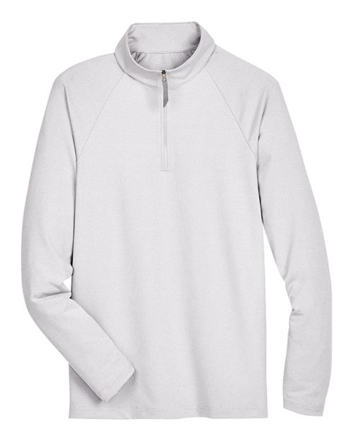 Men's CrownLux Performance® Clubhouse Micro-Stripe Quarter-Zip Pullover - Silver Front