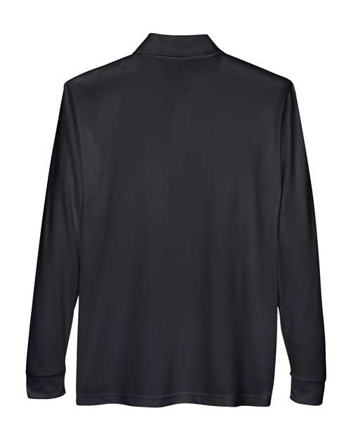 Men's Pinnacle Performance Long Sleeve Piqué Polo with Pocket - Black Back