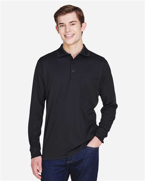 CORE365 Men's Pinnacle Performance Long Sleeve Piqué Polo with Pocket - Model Front