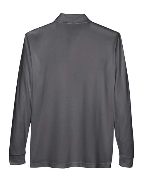 Men's Pinnacle Performance Long Sleeve Piqué Polo with Pocket - Carbon Back