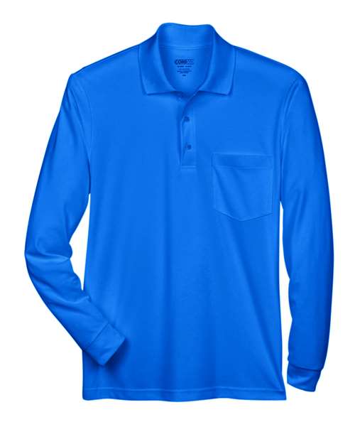 Men's Pinnacle Performance Long Sleeve Piqué Polo with Pocket - True Royal Front