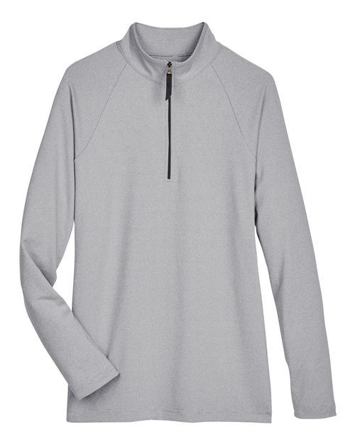 Devon & Jones Women's CrownLux Performance® Clubhouse Micro-Stripe Quarter-Zip Pullover - Black Front