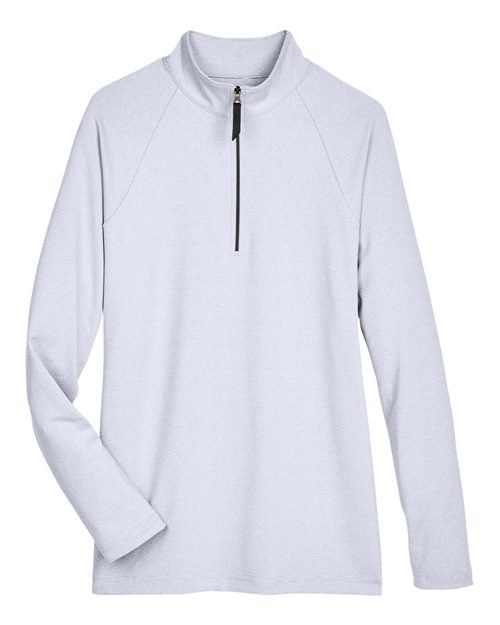 Women's CrownLux Performance® Clubhouse Micro-Stripe Quarter-Zip Pullover - Navy Front
