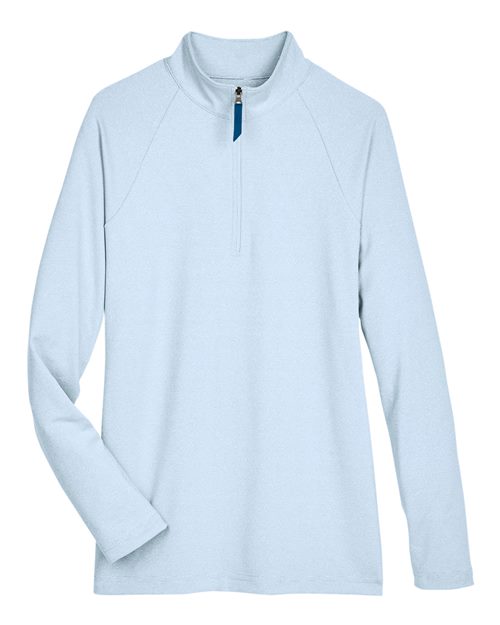 Women's CrownLux Performance® Clubhouse Micro-Stripe Quarter-Zip Pullover - Ocean Blue Front