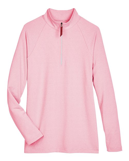 Women's CrownLux Performance® Clubhouse Micro-Stripe Quarter-Zip Pullover - Red Front