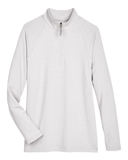 Women's CrownLux Performance® Clubhouse Micro-Stripe Quarter-Zip Pullover - Silver Front