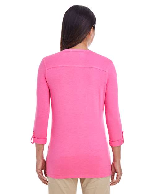 Women's Perfect Fit™ Y-Placket Convertible Sleeve Knit Top - Charity Pink Back