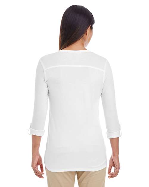 Women's Perfect Fit™ Y-Placket Convertible Sleeve Knit Top - White Back