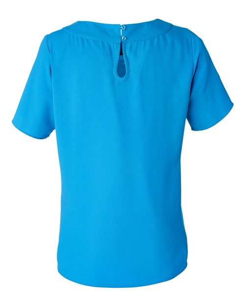 Women's Perfect Fit™ Boat Neck Blouse - Ocean Blue Back