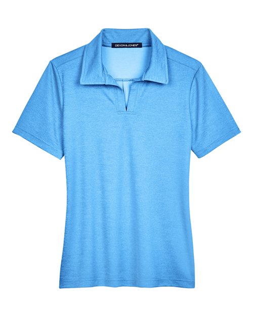 Women's CrownLux Performance® Address Melange Polo - Ocean Blue Heather Front