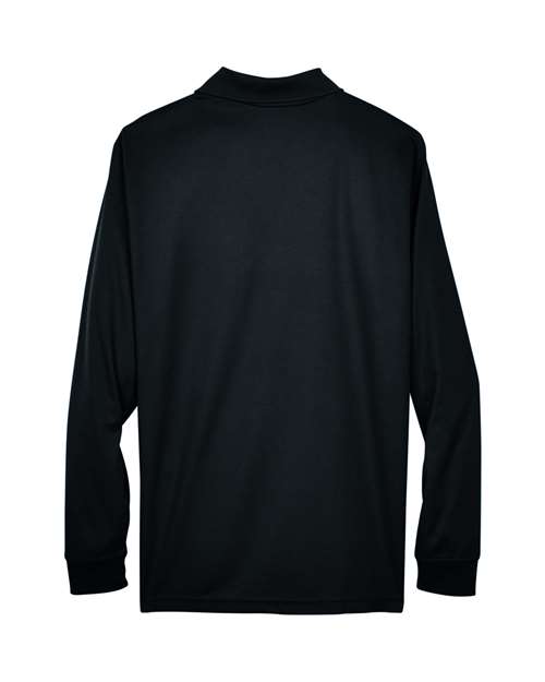 Men's Pinnacle Performance Long Sleeve Piqué Polo - Black Back
