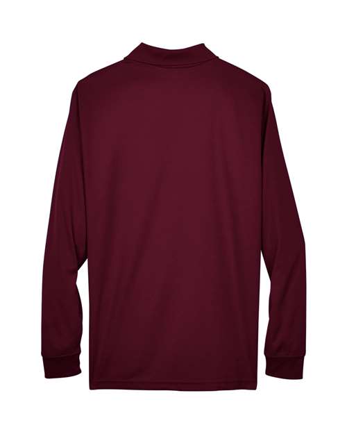 Men's Pinnacle Performance Long Sleeve Piqué Polo - Burgundy Back