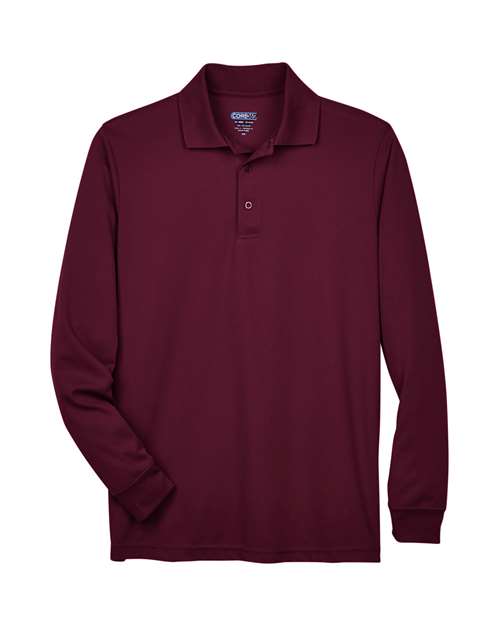 Men's Pinnacle Performance Long Sleeve Piqué Polo - Burgundy Front