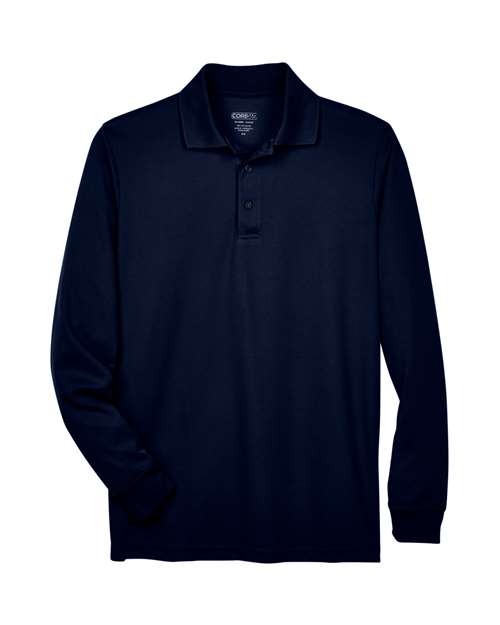 Men's Pinnacle Performance Long Sleeve Piqué Polo - Classic Navy Front