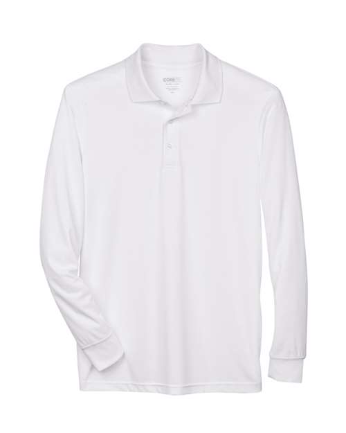 Men's Pinnacle Performance Long Sleeve Piqué Polo - White Front