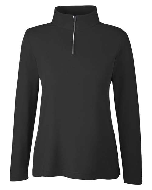 Women's Fusion ChromaSoft™ Pique Quarter-Zip Pullover - Black Front
