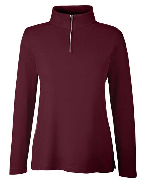 Women's Fusion ChromaSoft™ Pique Quarter-Zip Pullover - Burgundy Front