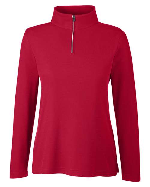 Women's Fusion ChromaSoft™ Pique Quarter-Zip Pullover - Classic Red Front