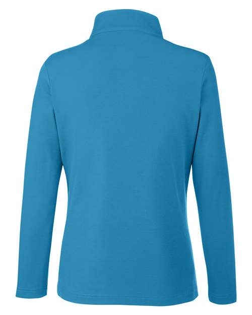 Women's Fusion ChromaSoft™ Pique Quarter-Zip Pullover - Electric Blue Back