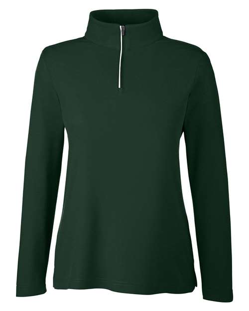 Women's Fusion ChromaSoft™ Pique Quarter-Zip Pullover - Forest Front