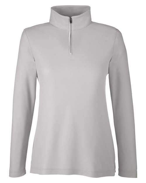 Women's Fusion ChromaSoft™ Pique Quarter-Zip Pullover - Platinum Front