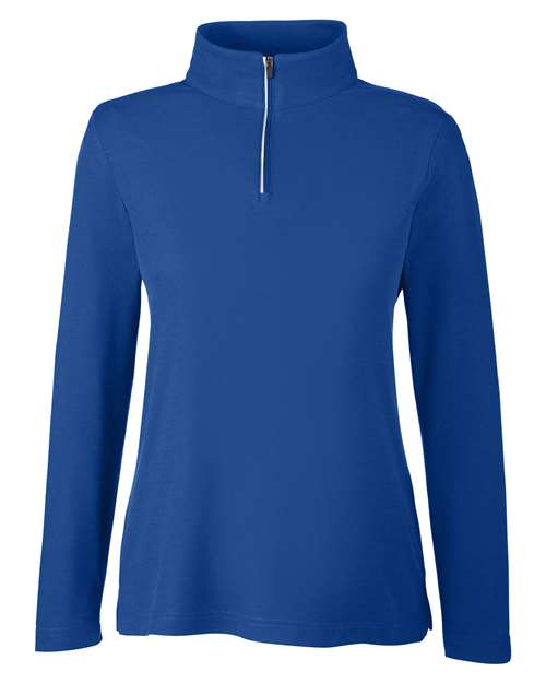 Women's Fusion ChromaSoft™ Pique Quarter-Zip Pullover - True Royal Front