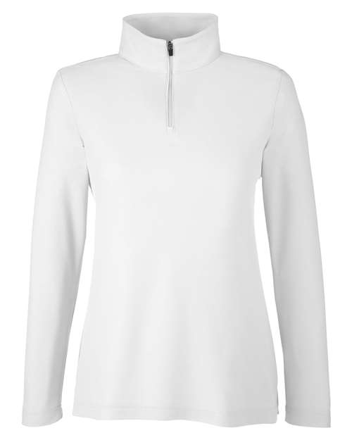 Women's Fusion ChromaSoft™ Pique Quarter-Zip Pullover - White Front