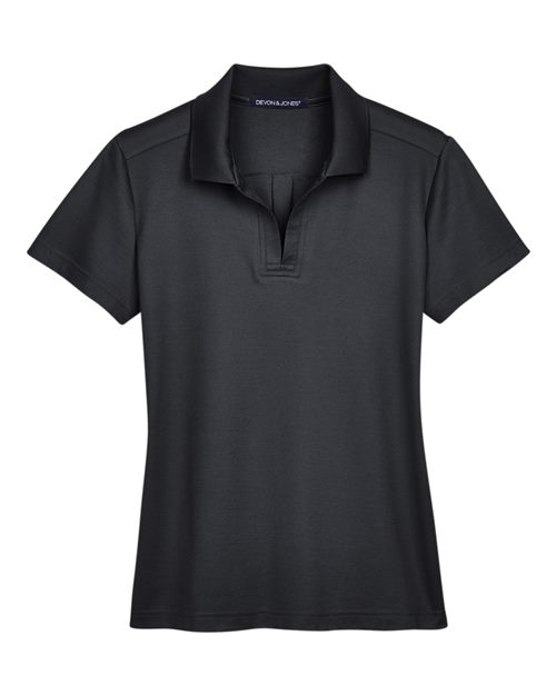 Women's CrownLux Performance® Plaited Polo - Black Front