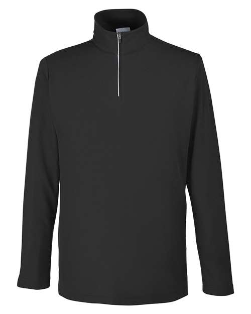 Men's Fusion ChromaSoft™ Pique Quarter-Zip Pullover - Black Front