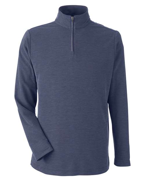 Men's Fusion ChromaSoft™ Pique Quarter-Zip Pullover - Classic Navy Heather Front