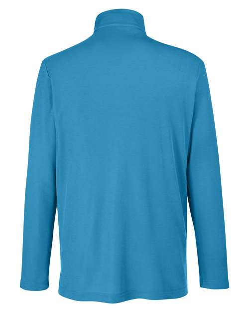 Men's Fusion ChromaSoft™ Pique Quarter-Zip Pullover - Electric Blue Back