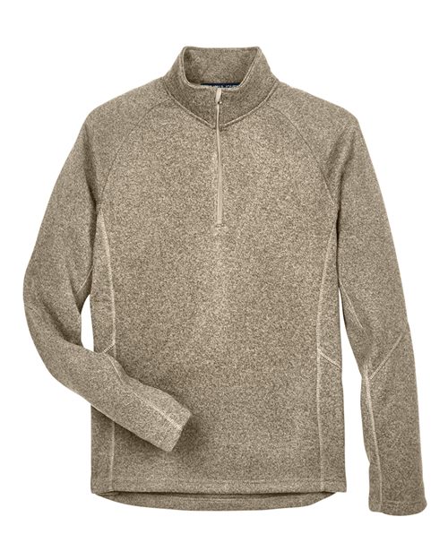 Unisex Bristol Sweater Fleece Quarter-Zip Pullover - Khaki Heather Front