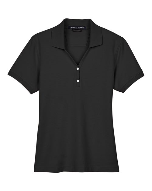 Women's Pima Piqué Polo - Black Front