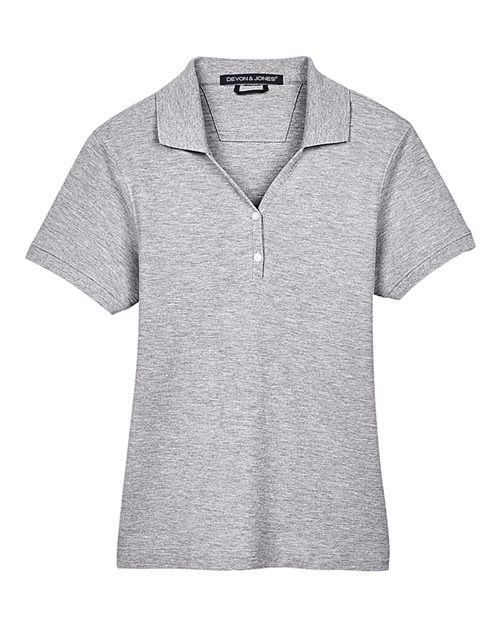 Women's Pima Piqué Polo - Grey Heather Front