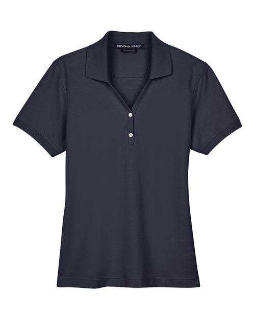 Devon & Jones Women's Pima Piqué Polo - Navy Front
