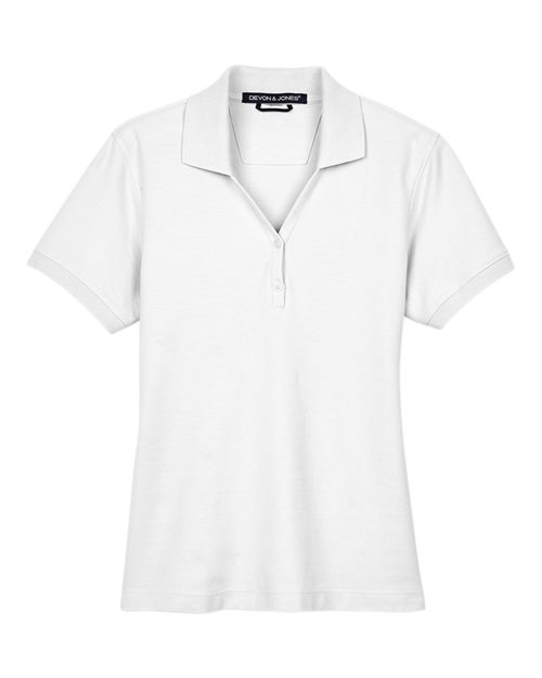 Women's Pima Piqué Polo - White Front