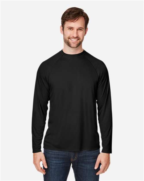 CORE365 Unisex Ultra UVP™ Marina Raglan Long Sleeve T-Shirt - Model Front