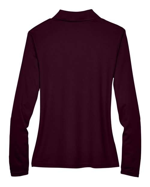 Women's Pinnacle Performance Long Sleeve Piqué Polo - Burgundy Back