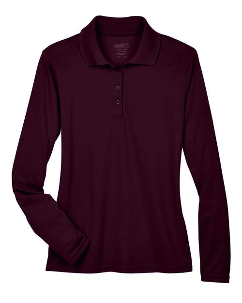 Women's Pinnacle Performance Long Sleeve Piqué Polo - Burgundy Front