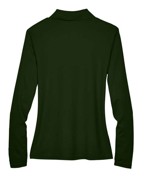 Women's Pinnacle Performance Long Sleeve Piqué Polo - Forest Back