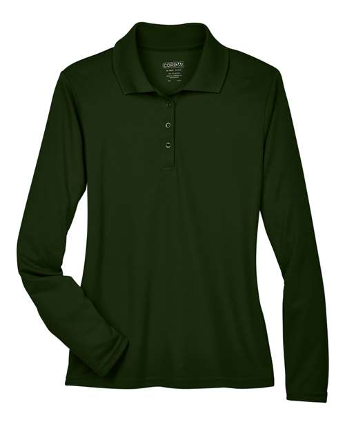 Women's Pinnacle Performance Long Sleeve Piqué Polo - Forest Front