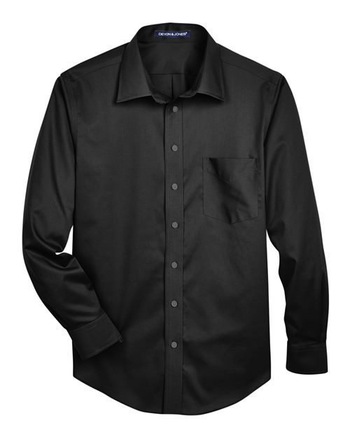Men's Crown Collection® Solid Stretch Twill Woven Dress Shirt - Black Front