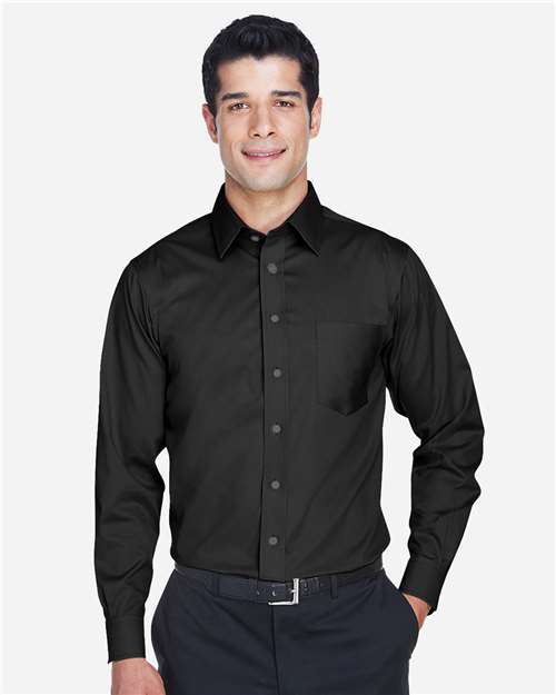 Devon & Jones Men's Crown Collection® Solid Stretch Twill Woven Dress Shirt - Model Front