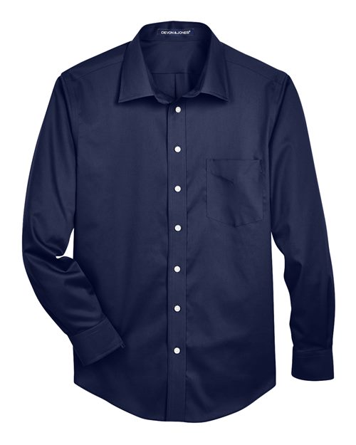 Men's Crown Collection® Solid Stretch Twill Woven Dress Shirt - Navy Front