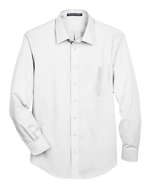 Men's Crown Collection® Solid Stretch Twill Woven Dress Shirt - White Front