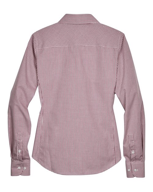 Women's Crown Collection® Gingham Check Woven Dress Shirt - Burgundy Back