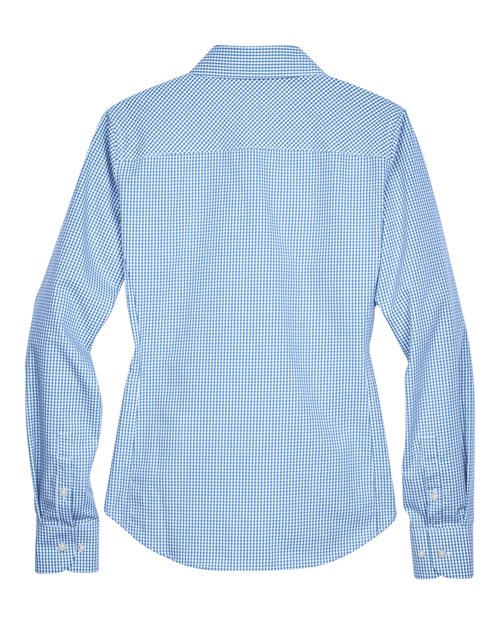 Women's Crown Collection® Gingham Check Woven Dress Shirt - French Blue Back