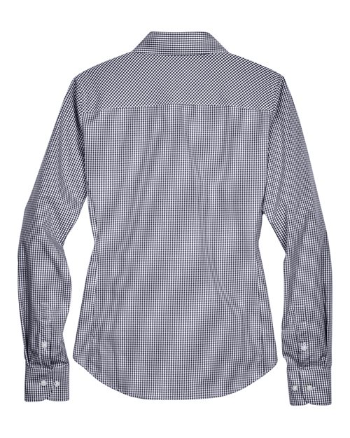 Women's Crown Collection® Gingham Check Woven Dress Shirt - Navy Back
