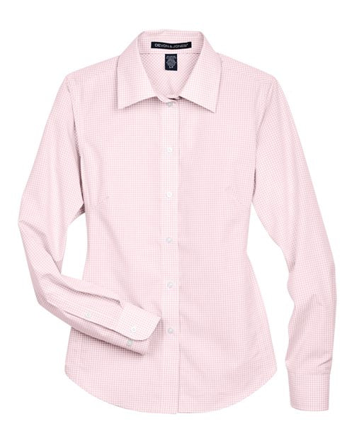 Women's Crown Collection® Gingham Check Woven Dress Shirt - Pink Front