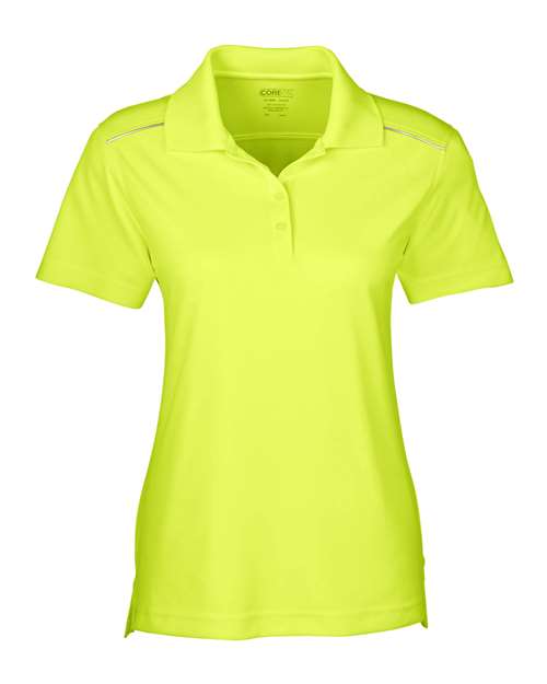 Women's Radiant Performance Piqué Polo with Reflective Piping - Safety Yellow Front